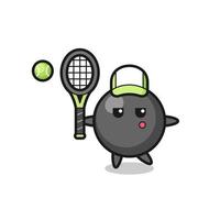 personnage de dessin animé du symbole du point en tant que joueur de tennis vecteur
