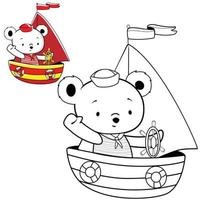 joli croquis de marin d'ours polaire. livre de coloriage pour enfants vecteur