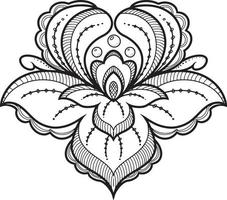 illustration vectorielle monochrome. fleur décorative, bouton floral avec pétales sur fond transparent. élément de conception vecteur