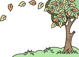 illustration vectorielle de couleur. arbre d'automne avec des feuilles, chute des feuilles, bannière horizontale avec une place vide à insérer vecteur