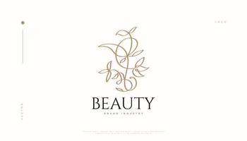 logo de fleur de luxe et minimal, adapté aux marques de spa, de beauté, de salon ou de cosmétiques. illustration de logo floral et feuilles vecteur