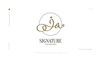 ja création de logo de signature initiale dans un style d'écriture élégant et minimaliste. j initial et un logo pour le mariage, la mode, les bijoux, la boutique et l'identité de la marque d'entreprise vecteur