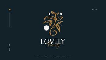 logo de fleur de luxe et minimal, adapté aux marques de spa, de beauté, de salon ou de cosmétiques. illustration de logo floral et feuilles vecteur