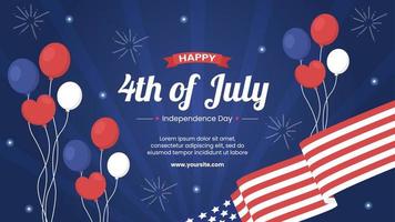 4 juillet joyeux jour de l'indépendance usa canal vidéo modèle de médias sociaux illustration de dessin animé vectoriel