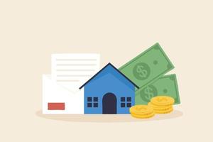 concept d'acompte ventes immobilières revenu du ménage investissements immobiliers, valeur de la maison, budget de la maison et autres dépenses. vecteur