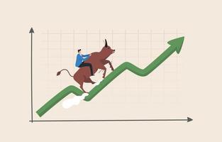 marché haussier ou course haussière fait référence au moment où la plupart des investisseurs achètent. plus de demande que d'offre le sentiment du marché est élevé et les prix montent. les investisseurs haussiers courent sur le graphique en flèche vers le haut. vecteur