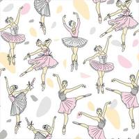 modèle sans couture. danseuse de ballet féminine ensemble de dessin au trait continu en couleur rose. illustration de tendance de danse.