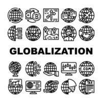 globalisation, monde entier, business, icônes, ensemble, vecteur