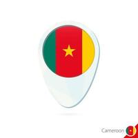 icône de broche de carte de localisation du drapeau camerounais sur fond blanc. vecteur