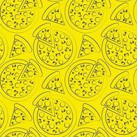 modèle vectorielle continue avec contour pizza jaune vecteur