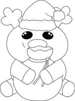 dessin animé mignon renne santa. dessiner une illustration en noir et blanc vecteur