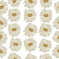 motif scandinave sans couture avec des fleurs d'or de contour de doodle mignon. vecteur