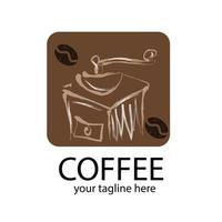 concept de logo de broyeur classique. modèle de conception de café, de production ou de boisson. illustration vectorielle vecteur