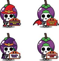 vecteur de dessin animé de personnage de costume de mascotte d'os de fruits. tenue de vente halloween conseil
