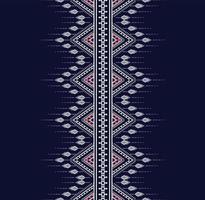 motif de broderie de texture ethnique géométrique avec fond bleu foncé ou fond d'écran et jupe, tapis, papier peint, vêtements, emballage, batik, tissu, vecteur de formes de triangle blanc de feuille, conception d'illustration