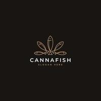 création de logo de poisson cannabis vecteur