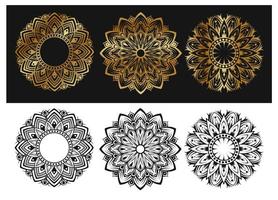 ensemble vectoriel de mandalas, décoration ronde, or et noir