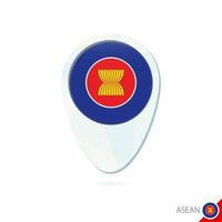 icône de broche de carte de localisation du drapeau de l'asean sur fond blanc. vecteur