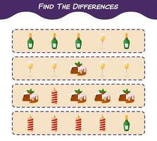 trouver les différences entre le dessin animé de Noël. jeu de recherche. jeu éducatif pour les enfants d'âge préscolaire et les tout-petits vecteur