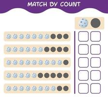 match par nombre de lune de dessin animé. match et jeu de comptage. jeu éducatif pour les enfants d'âge préscolaire et les tout-petits vecteur