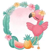 adorable petite illustration de flamant rose vecteur