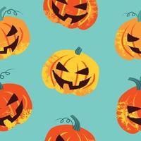 modèle sans couture d'halloween avec citrouille texturée dans des couleurs pastel. illustration vectorielle colorée dessinée à la main. style de timbre artisanal. fond d'halloween pour la décoration vecteur