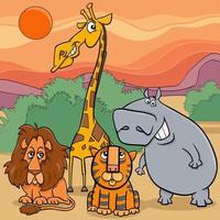 groupe de personnages d'animaux sauvages de safari de dessin animé vecteur