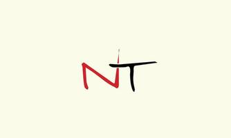 alphabet lettres initiales monogramme logo nt, tn, n et t vecteur