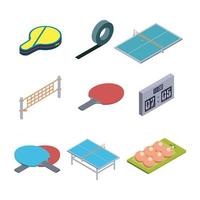 collection d'équipement de jeu de tennis de table set vector