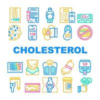 cholestérol, surpoids, collection, icônes, ensemble, vecteur, plat vecteur