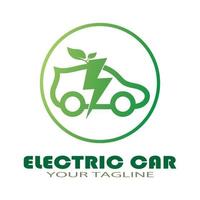 voiture écologique et vecteur de logo d'icône de technologie de voiture verte électrique.