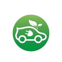 voiture écologique et vecteur de logo d'icône de technologie de voiture verte électrique.