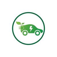 voiture écologique et vecteur de logo d'icône de technologie de voiture verte électrique.