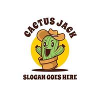 illustration de mascotte de dessin animé logo cactus vecteur