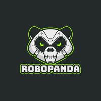 mascotte de logo de tête de robot panda vecteur