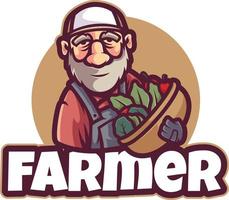 illustrations de dessin animé de mascotte de logo d'agriculteur vecteur