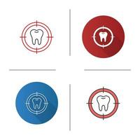 viser l'icône de la dent. menace pour la santé dentaire. design plat, styles linéaires et de couleur. illustrations vectorielles isolées vecteur