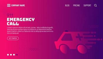 Concept d'appel d'urgence 911 avec ambulance. modèle de conception de page de destination web plat moderne. illustration vectorielle vecteur