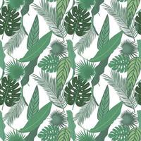 fond tropical coloré avec des plantes de la jungle, des feuilles de palmier. fond d'écran hawaïen de la forêt tropicale florale. illustration vectorielle de l'été. vecteur