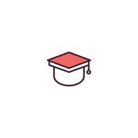 icône de ligne remplie de chapeau de graduation. signe de style linéaire pour le concept mobile et la conception web. icône de vecteur de ligne remplie de chapeau de graduation. symbole, illustration de logo. graphique vectoriel