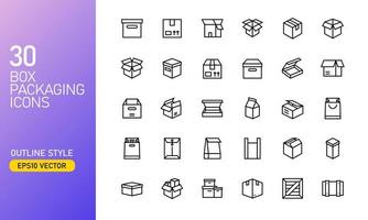 icône de boîte et d'emballage dans le style décrit. adapté à l'élément de conception de la boîte de chargement, des services de livraison et des activités d'expédition. vecteur