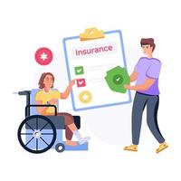 une illustration plate pratique de l'assurance invalidité vecteur