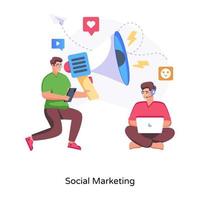 mettez la main sur cette plate illustration du marketing social vecteur