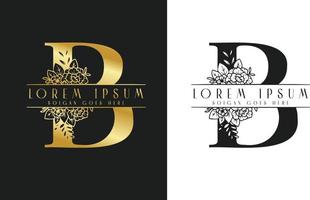 lettre b modèle de conception de logo floral minimaliste vecteur