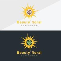 logo de tournesol et modèle de conception de vecteur d'icône de soleil.