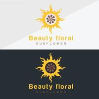 logo de tournesol et modèle de conception de vecteur d'icône de soleil.