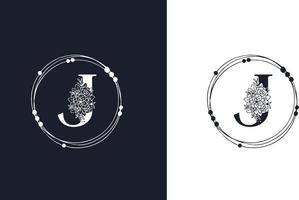 lettre j modèle de conception de logo floral minimaliste vecteur