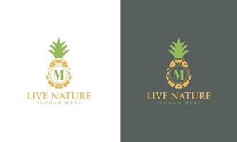 icône ananas minimaliste lettre m logo design vecteur