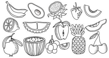 ensemble de vecteurs de doodle de fruits frais. illustration vectorielle