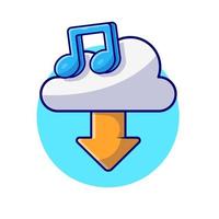 nuage télécharger de la musique avec illustration d'icône de vecteur de dessin animé de note. technologie musique icône concept isolé vecteur premium. style de dessin animé plat